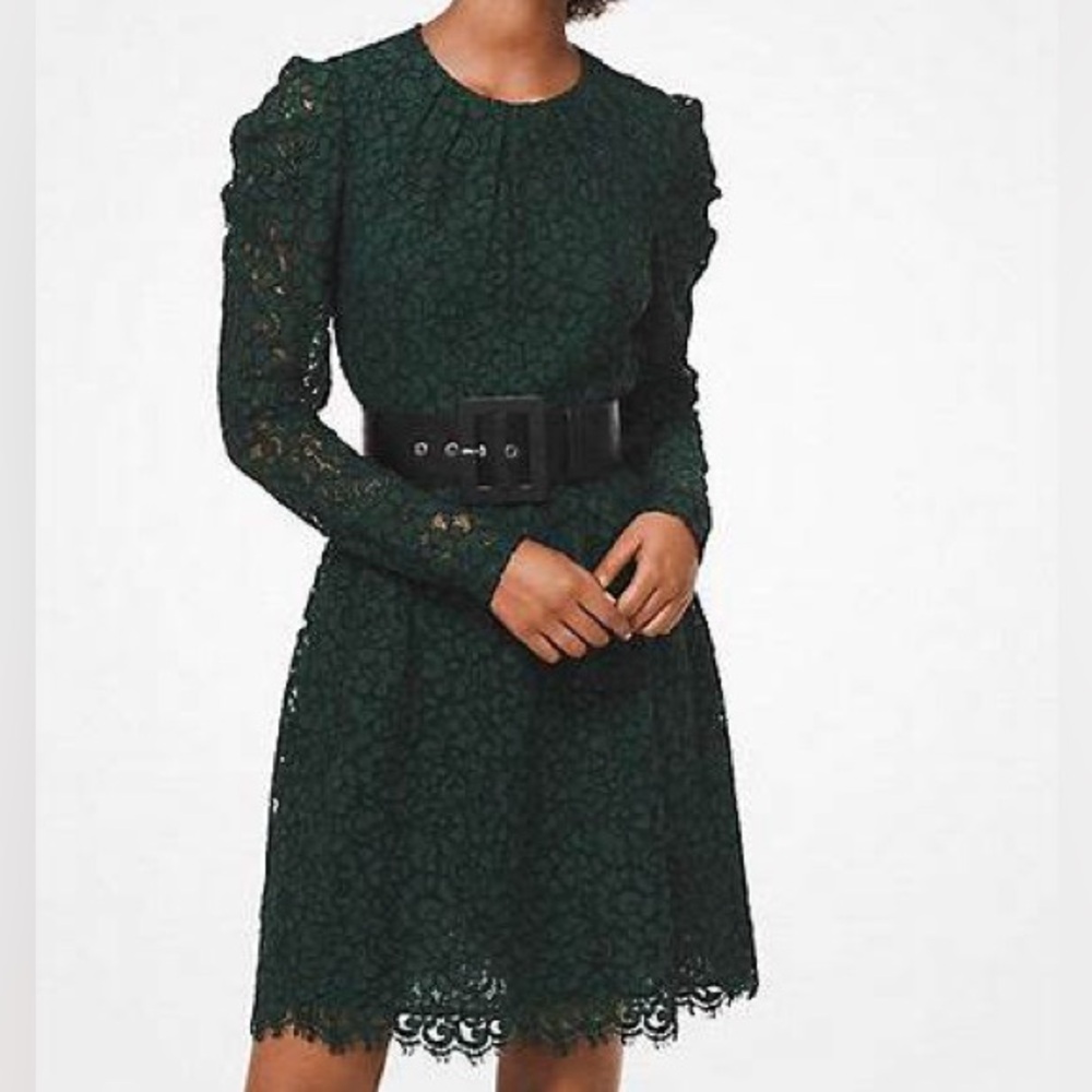 Michael Michael Kors Corded Floral Lace Dress - Size 2 - Dark Emerald